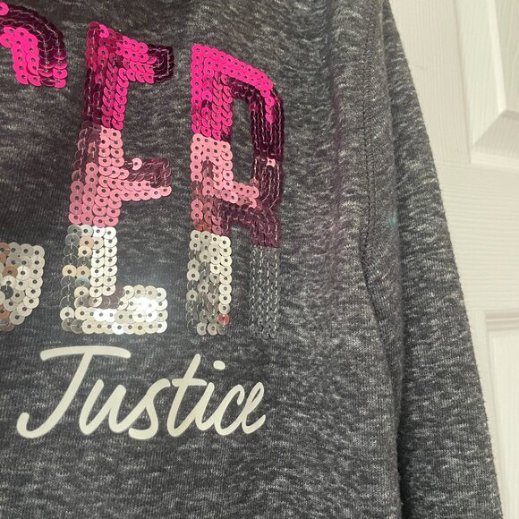 JUSTICE Grey Long Sleeve Sweatshirt/Jacket (Soccer) in Size 16/18 - Picture 2 of 5